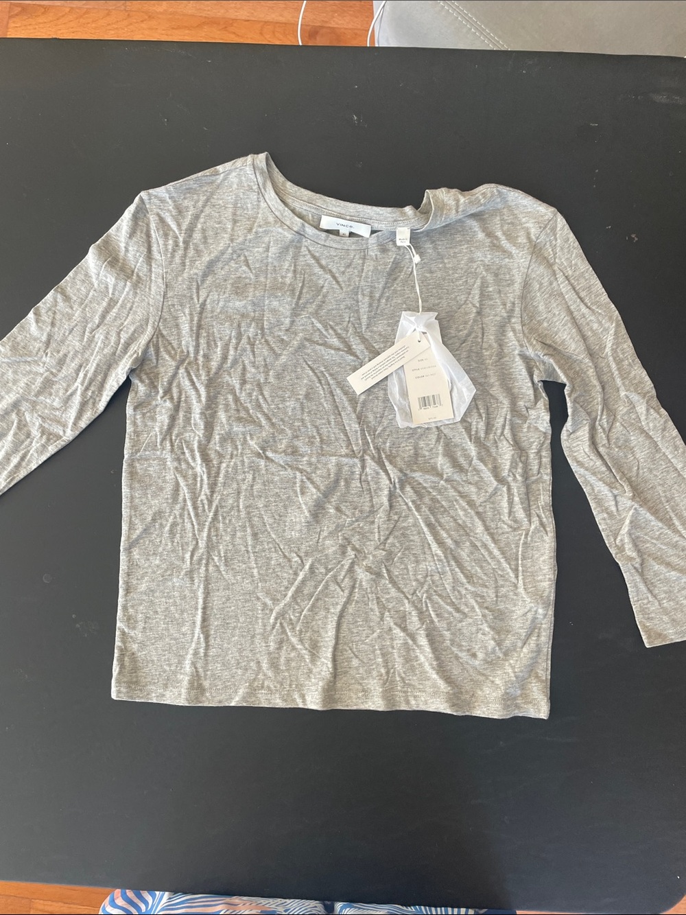 Vince Heather Gray Long Sleeve Crewneck Top